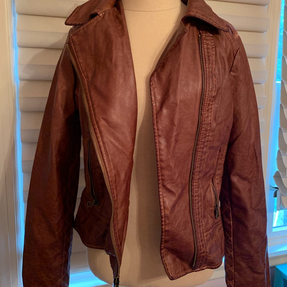 Brown Leather Jacket by Guess